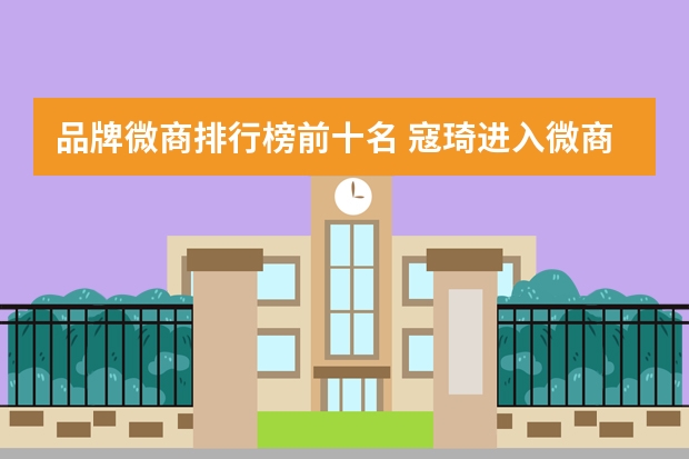 品牌微商排行榜前十名 寇琦进入微商排名了么