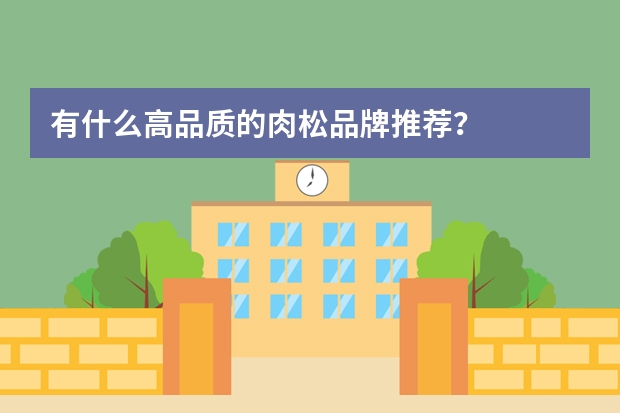 有什么高品质的肉松品牌推荐？